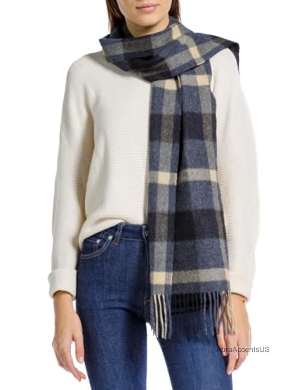 100% Pure Cashmere Winter Scarf Fringe 66" Women's Luxury Wrap